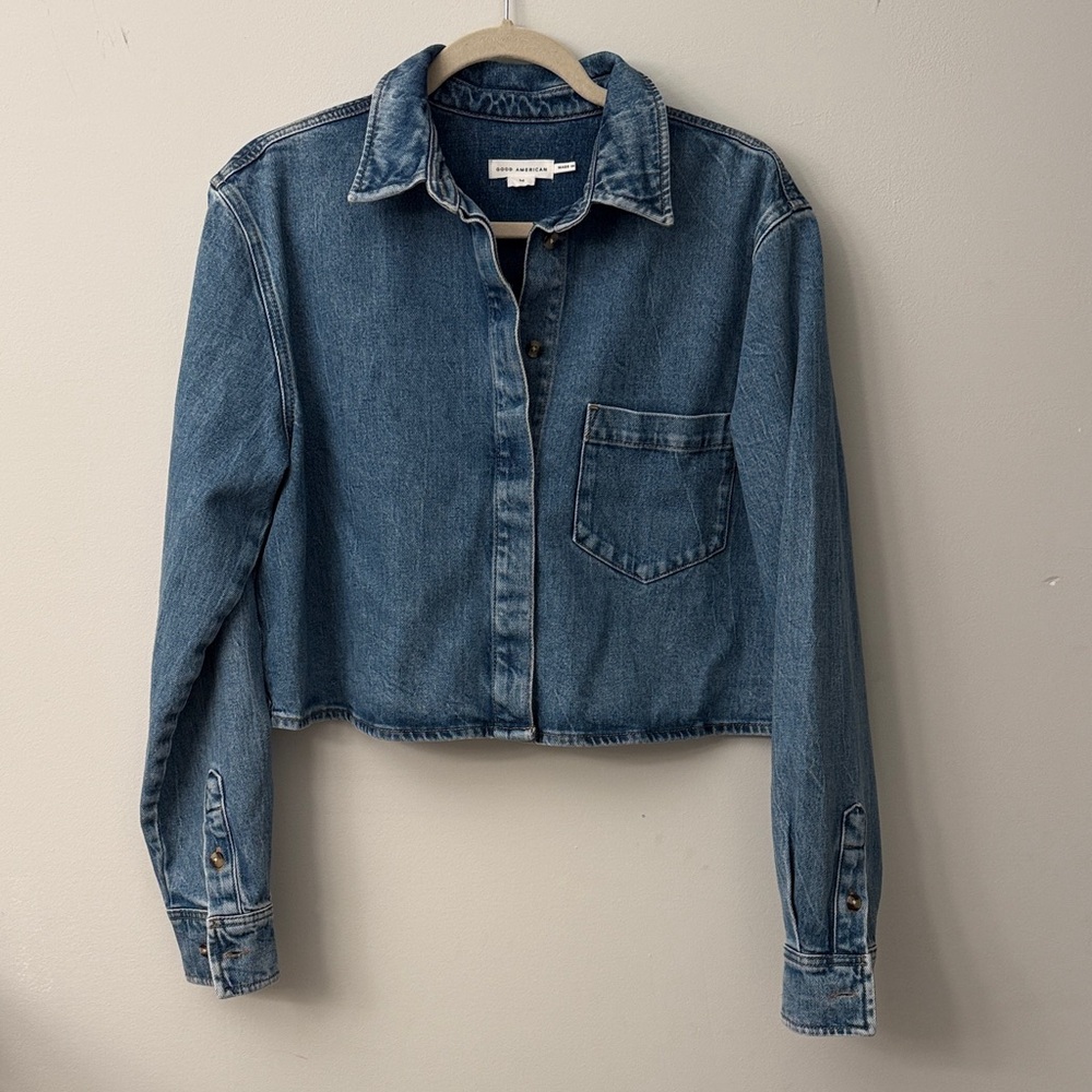 🔥GOOD AMERICAN Cropped Denim Shirt